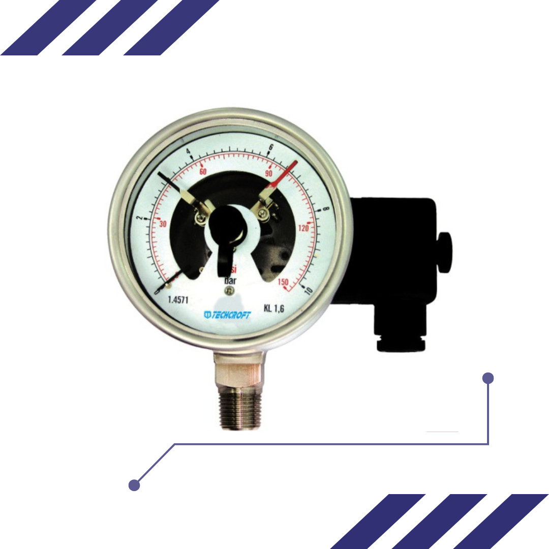 Pressure Gauge with Electric contact Switch TECHCROFT GE Series